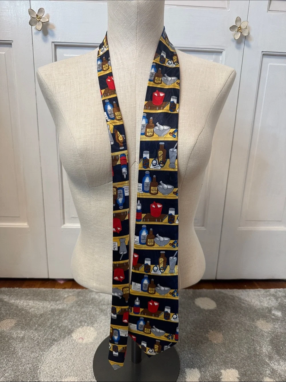 Navy Novelty pharmacy Print Men's Tie